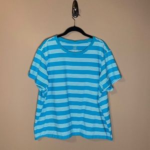 Green Tee with White Stripes